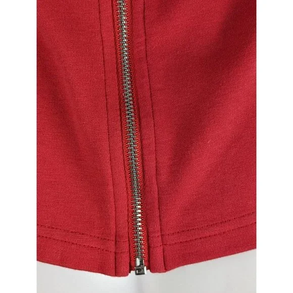 Portmans Womens Top Size Medium Red Long Sleeve V-Neck Zip-up Fitted Blouse - Picture 6 of 9